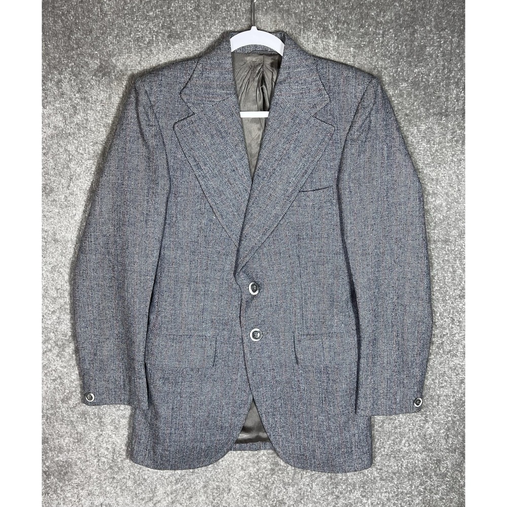 Vintage Harry Fenton Two Button Sports Coat‎ Blazer Mens Size 38 Gray Pockets